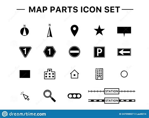 Conjunto De Iconos Que Se Pueden Utilizar Para Mapas Stock De