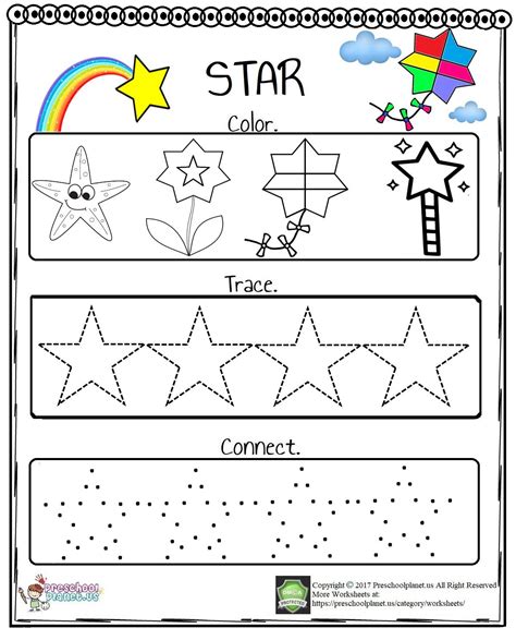 Printable Star Worksheet For Preschool