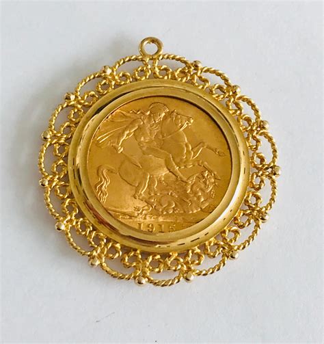 Vintage Ct Gold Sovereign Pendant Mount Hallmarked Birmingham
