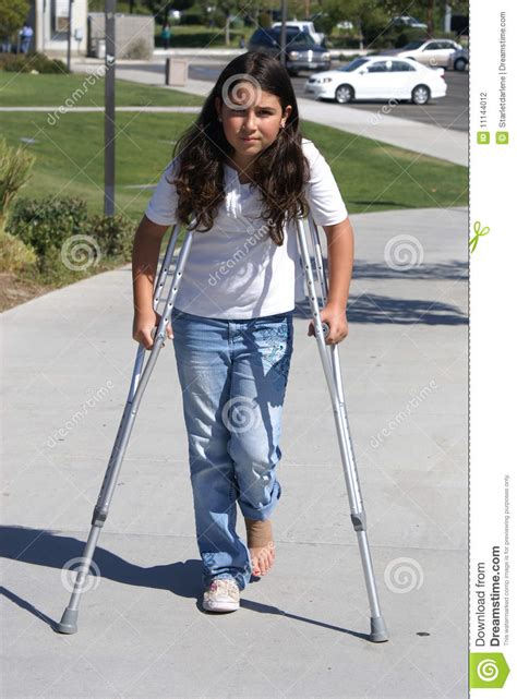 Young Girl With Crutches Stock Photography Image 11144012