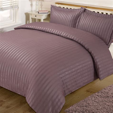 Dreamscene Satin Stripe Duvet Cover With Pillow Case Quilt Bedding Set Purple Single Amazon