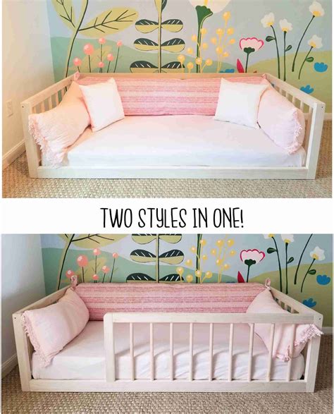 Bed rails for the little guy. Montessori Floor Bed With Rails & slats Twin Size in 2020 ...