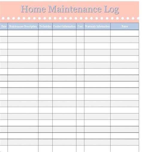home maintenance log vehicle maintenance log