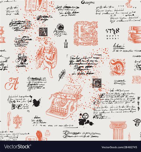 Creative Seamless Pattern On A Writers Theme Vector Image