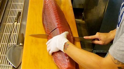 How To Cut Yellowfin Tuna Sashimi Youtube