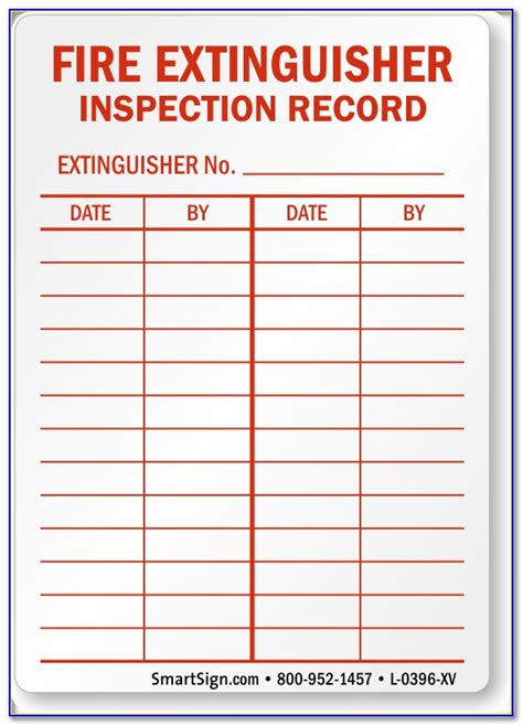 These inspections are supposed to be recorded on a hang tag attached to each fire extinguisher. Printable Fire Extinguisher Inspection Log - Cardstock ...