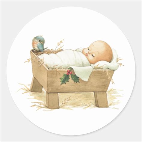 Baby Jesus In Manger Sticker Zazzle