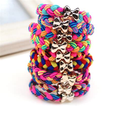 Buy 5pcs Elastic Bands Colorful Braided Ultra Stretch Hair Ties Scrunchy Hair