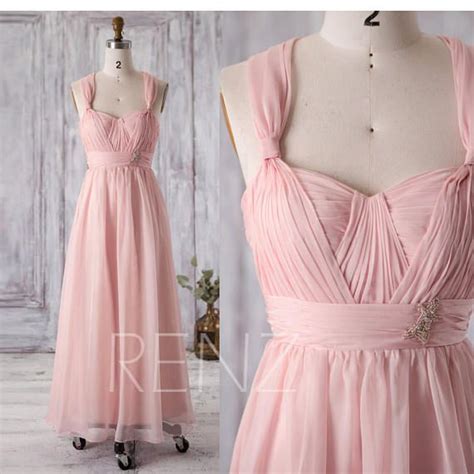 Mauve Chiffon Bridesmaid Dress Sweetheart Blush Wedding Dress Empire
