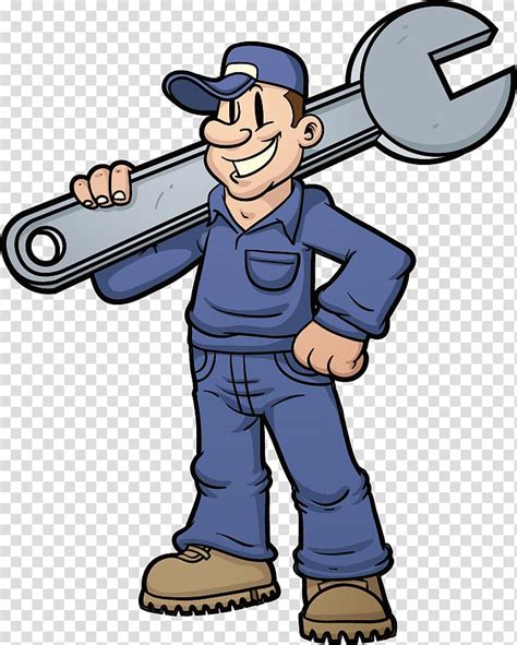 Free Download Mechanic With Blue Suit Holding Wrench Illustration