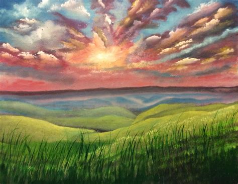 Flint Hills Kansas Oil Painting Landscape Bob Ross Sunset Sunset