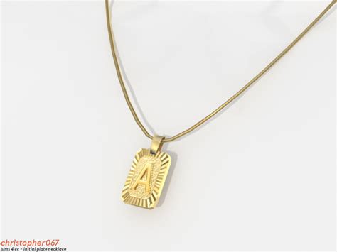The Sims Resource Initial Plate Necklace Christopher067