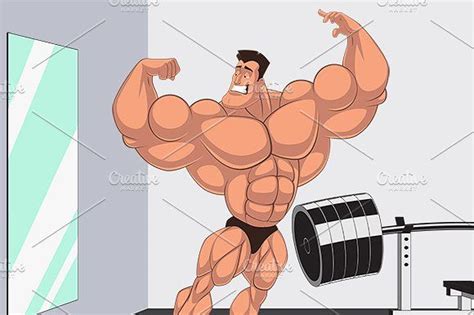 Caricature Bodybuilder Bodybuilding English Idioms Going To The Gym
