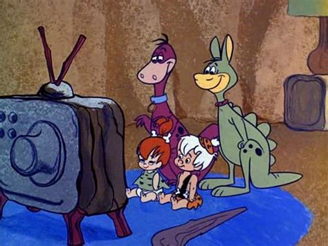 Dino And Hoppy Pebbles And Bamm Banm Watching Tv Good Cartoons Best