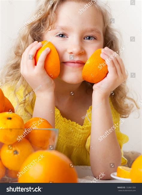 Child Oranges Happy Little Girl Fruit Stock Photo Edit Now 132861350