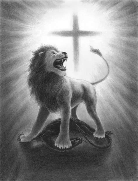 Charcoal Sketches Of Jesus Lion Of Judah Roaring Artwork Image