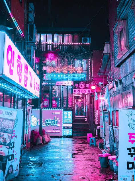 Neon Alley Seoul Cyberpunk Aesthetic Neon Aesthetic Cyberpunk City