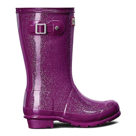Kids Purple Original Glitter Finish Wellington Boots Brandalley