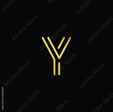 Initial Letter Y Yy Minimalist Art Logo Gold Color On Black