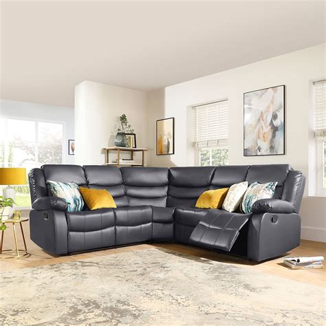 Sorrento Grey Leather Recliner Corner Sofa Furniture Choice