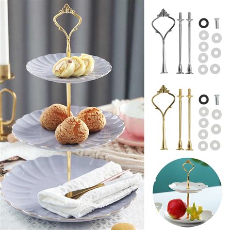 Hotbest 3 Tier Metal Cake Plate Stand Holder Centre Handle Rods