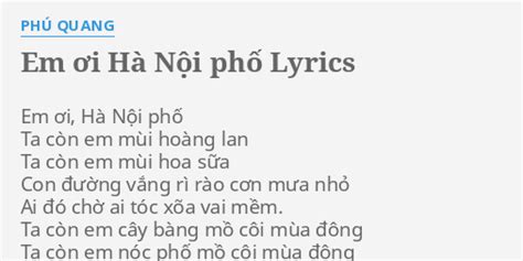 Em Ơi HÀ NỘi PhỐ Lyrics By PhÚ Quang Em ơi Hà Nội