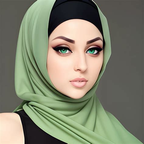 Two Sexy Hijab Babes Model Face Green Eyes Arthubai