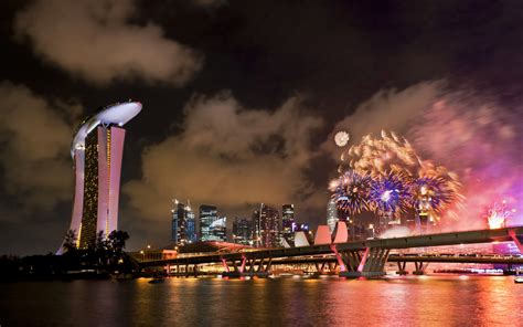 배경 화면 등 시티 도시 풍경 밤 싱가포르 건물 반사 사진술 불꽃 지평선 저녁 다리 황혼 휴양