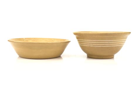 Lot - Lot of 2 Large Ceramic Mixing Bowls