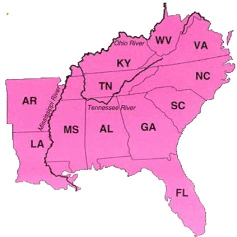 Southern States Map With Capitals Map