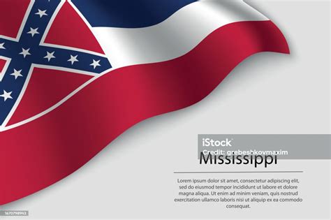 Wave Flag Of Mississippi Is A State Of United States Stock Illustration