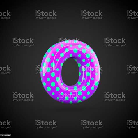 Violet Alphabet Letter O Lowercase With Blue Dots Isolated On White