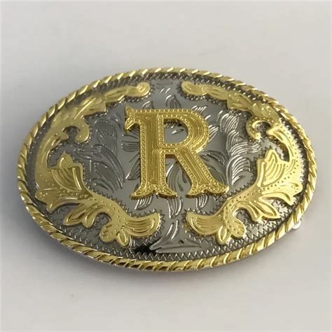 Retail New 3d Lace Golden R Initial Letter Cowboys Belt Buckle For 99