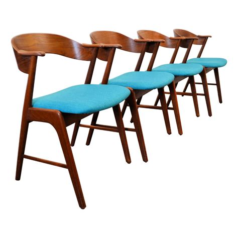 Set Of 4 Vintage Teak Kai Kristiansen Armrest Dining Chairs 79421