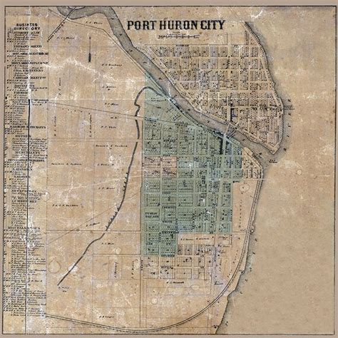 1859 Map Of Port Huron City St Clair County Michigan Etsy