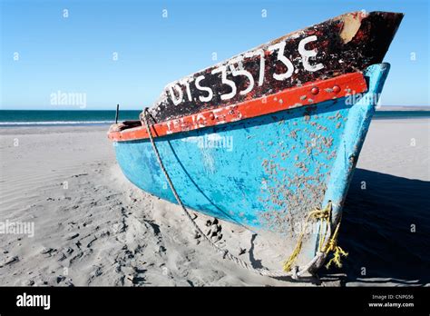 Colorful Fishing Boat On Paternoster Beach Western Cape South Africa