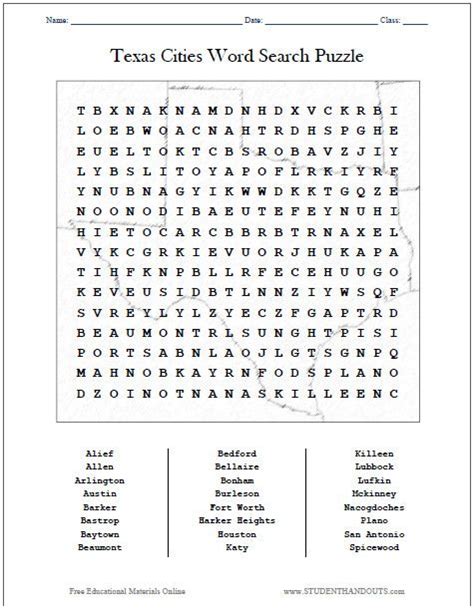 Texas Cities Word Search Puzzle Free To Print Pdf Holiday Word Search