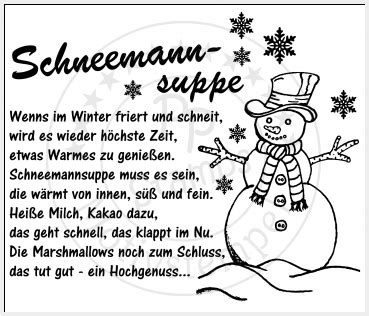Schneemannsuppe text / dianas kreativseite: Papercrafts - PP-Stamps - Stempelgummi Schneemannsuppe Spruch