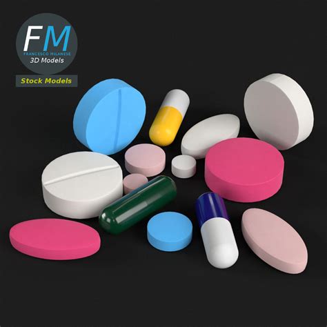 Pharma pills tablets 3D model OBJ FBX BLEND PDF