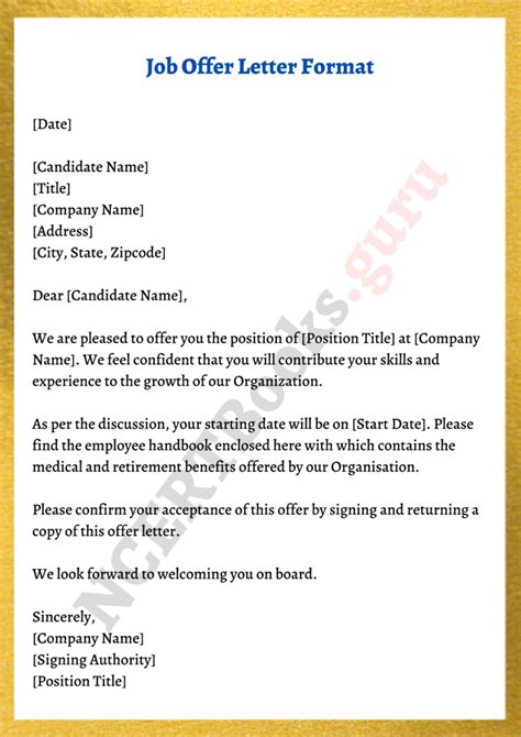 Free Job Offer Letter Format And Samples How To Write A Job Offer Letter