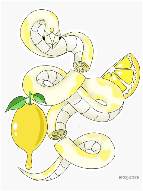 Lemon Snake Sticker By Artcgistore Redbubble