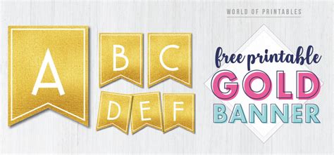 Free Printable Gold Banner Letters World Of Printables