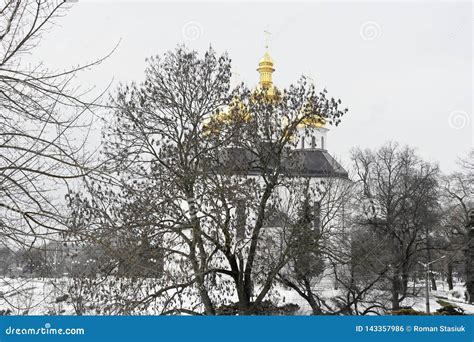 Church In The Park In Winter Stock Photo Image Of Blue Green 143357986