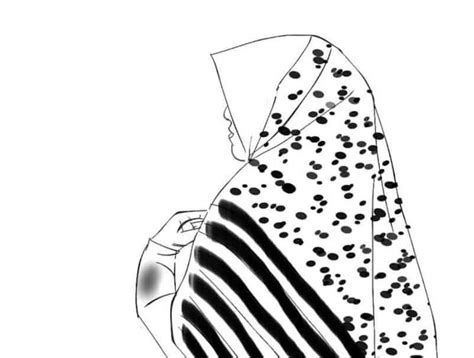 Animasi Cewe Hijab Hitam Putih Gambar Wanita Hijab Hitam Putih Foto