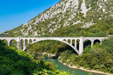 Solkan Bridge On The River Soca Slovenia Stock Photo Download Image