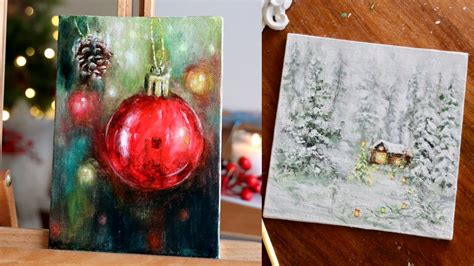 Easy Christmas Painting Ideas Holiday Paintings 🍭🎄 Youtube