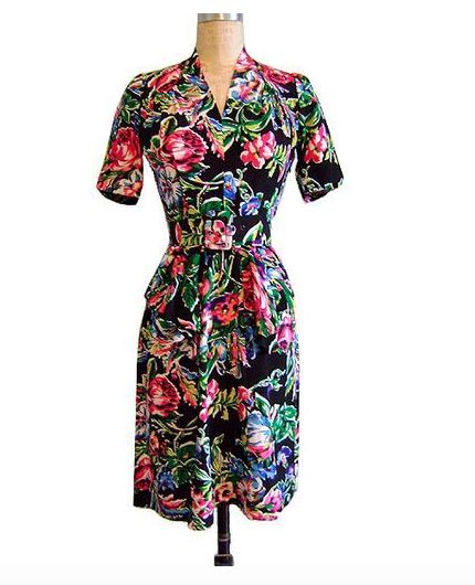 Charlotte Retro Floral Dress Dresses 40s Dresses For Work Silk Dress Wrap Dress Charlotte