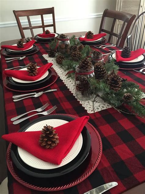 Red and white christmas table decoration ideas. Totally Loving Buffalo Plaid For Christmas! - B. Lovely Events