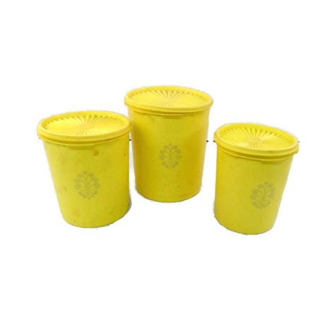 Vintage Yellow Tupperware Canister Set Pc Set Etsy Tupperware