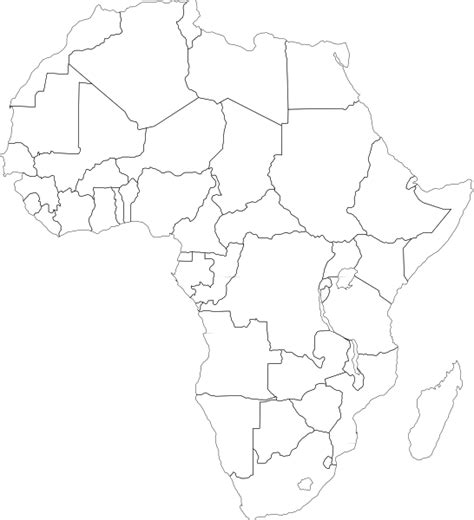 Blackline World Map With Countries 2019 In 2020 Africa Map Africa